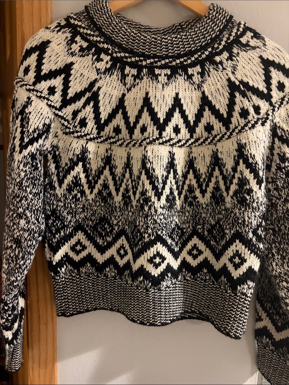 Zara Black & White Geometric Turtleneck Sweater